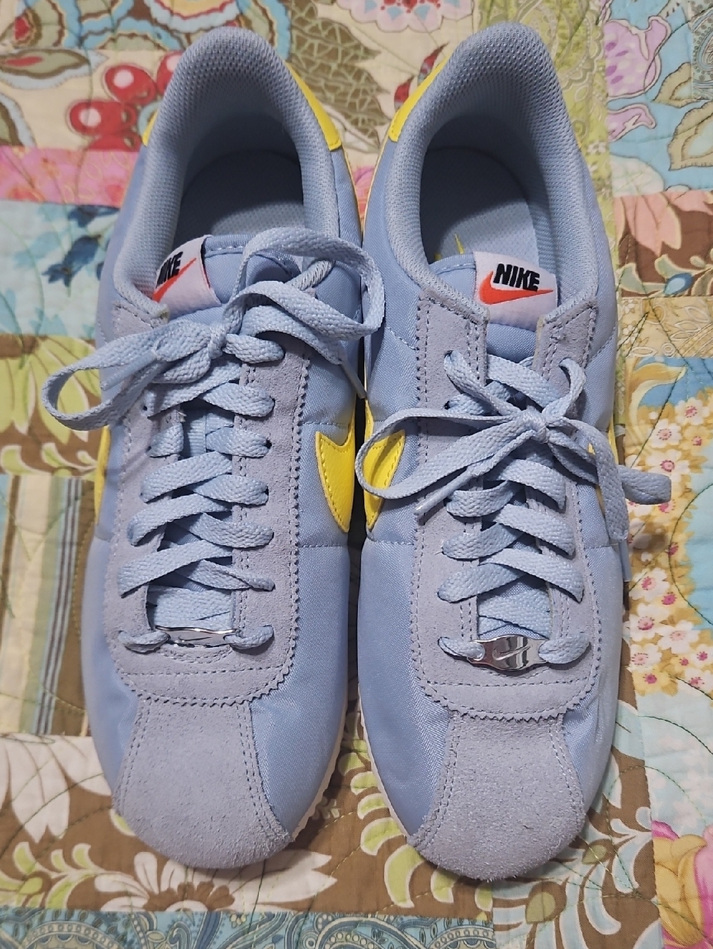 Nike Cortez  Powder Blue Sneakers with Yellow Swoosh